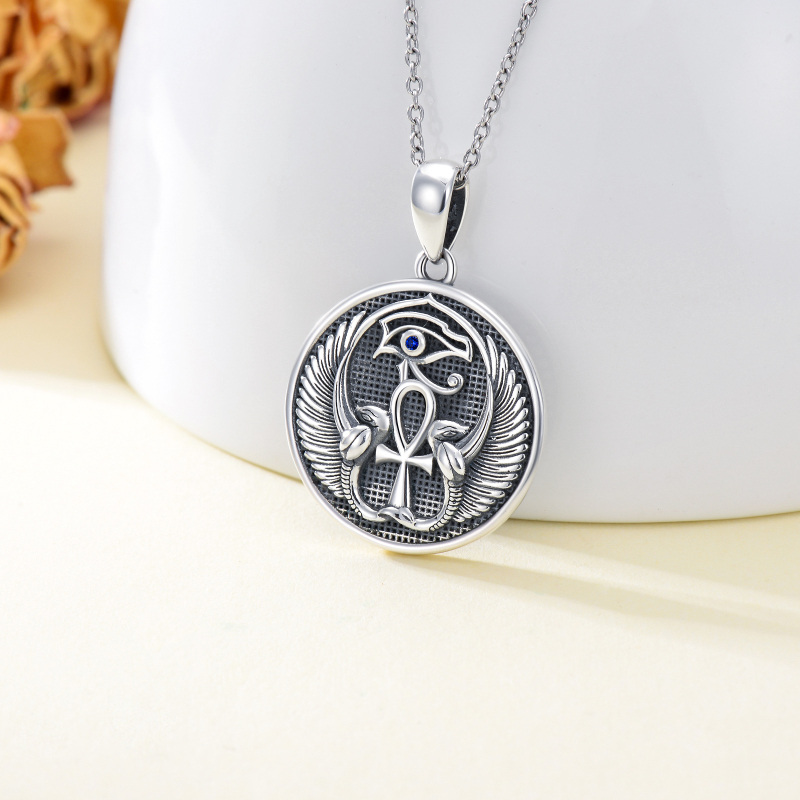 Sterling Silver Eye Of Horus Pendant Necklace-3