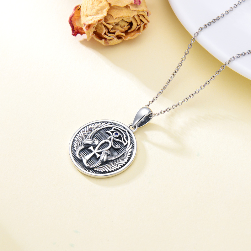 Sterling Silver Eye Of Horus Pendant Necklace-4