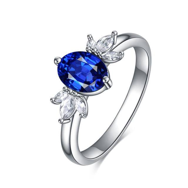 September Birthstone Ring Sapphire Blue Birthday Jewelry for Women-1