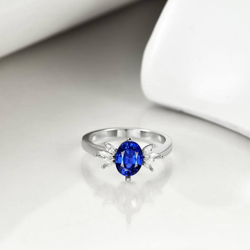 September Birthstone Ring Sapphire Blue Birthday Jewelry for Women-3