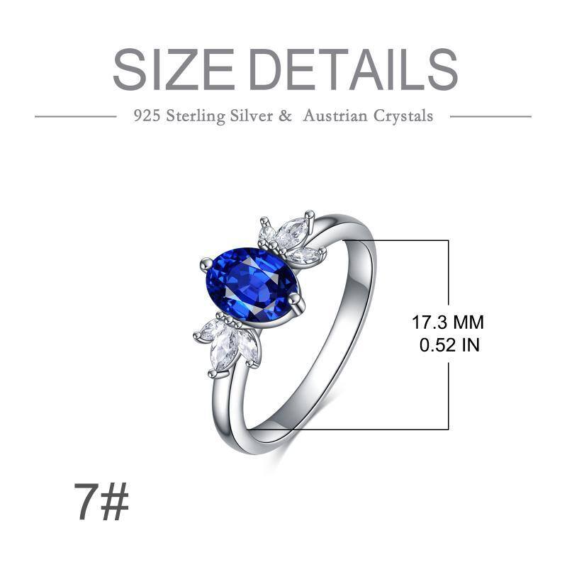 Sterling Silver Oval Shaped Cubic Zirconia Personalized Birthstone Ring-5