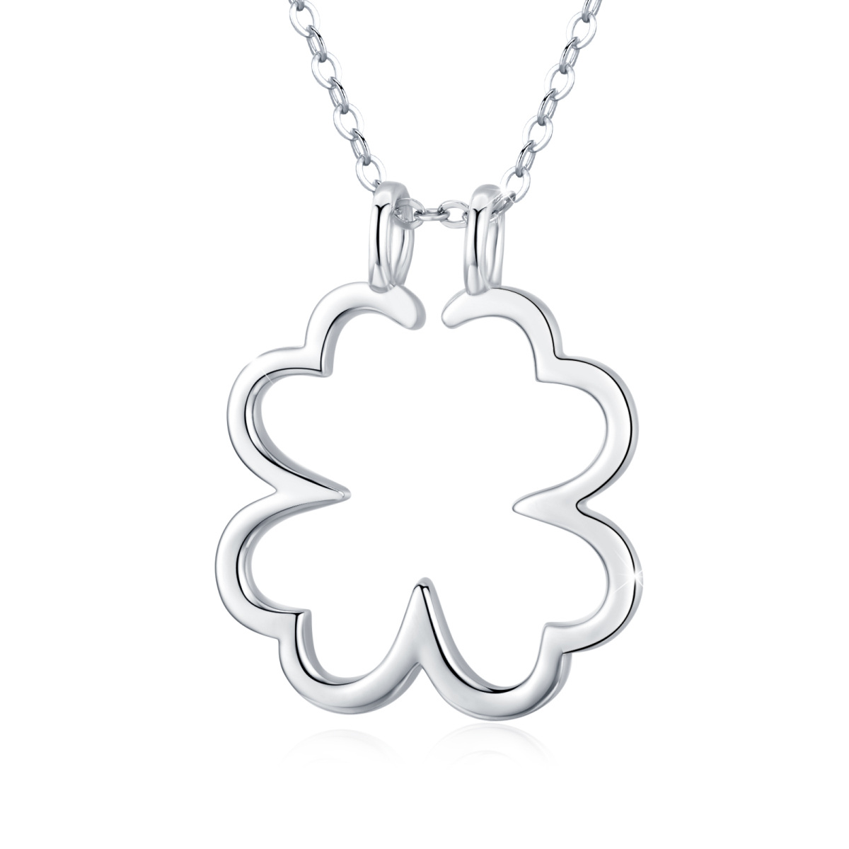 Sterling Silver Four Leaf Clover Pendant Necklace-1