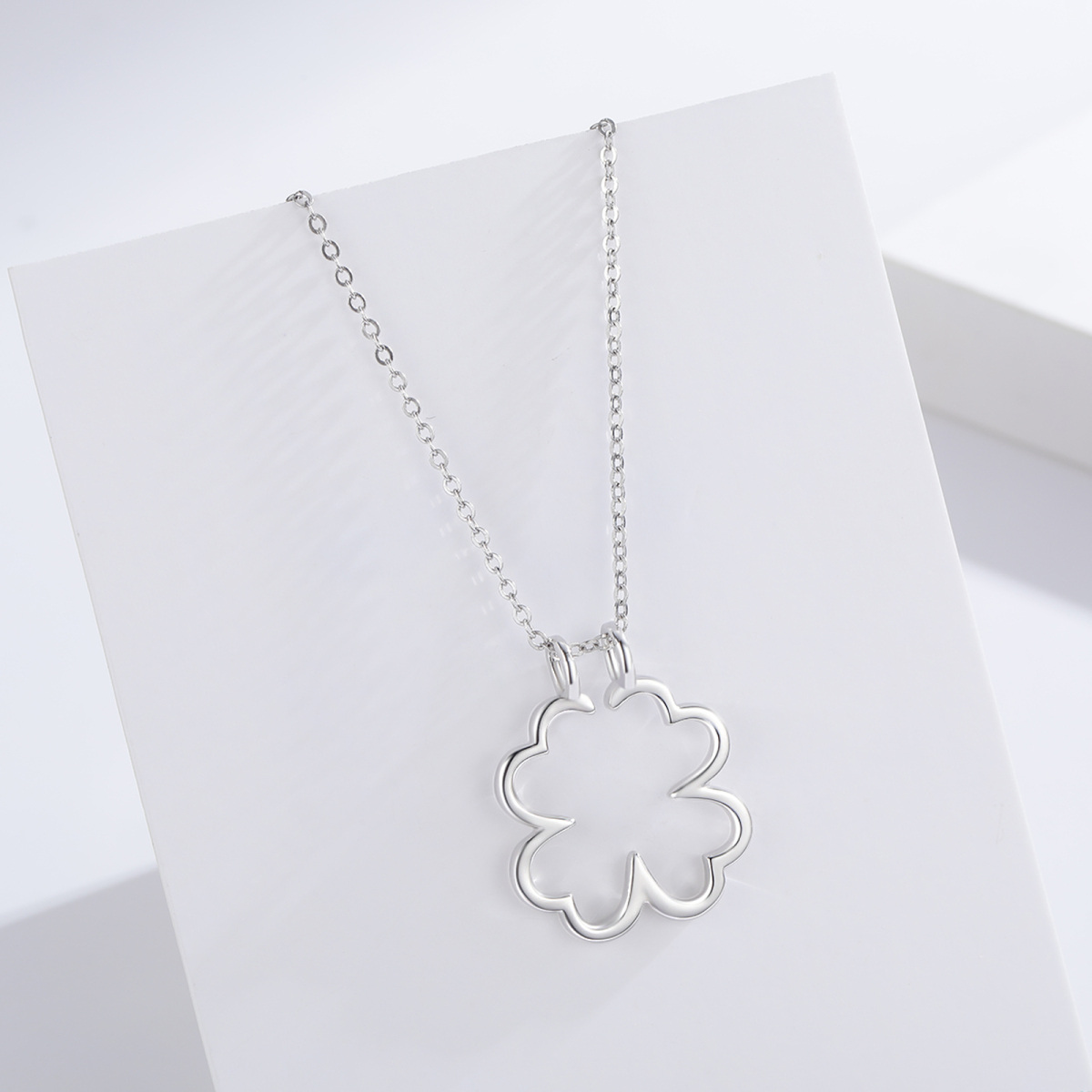 Sterling Silver Four Leaf Clover Pendant Necklace-4