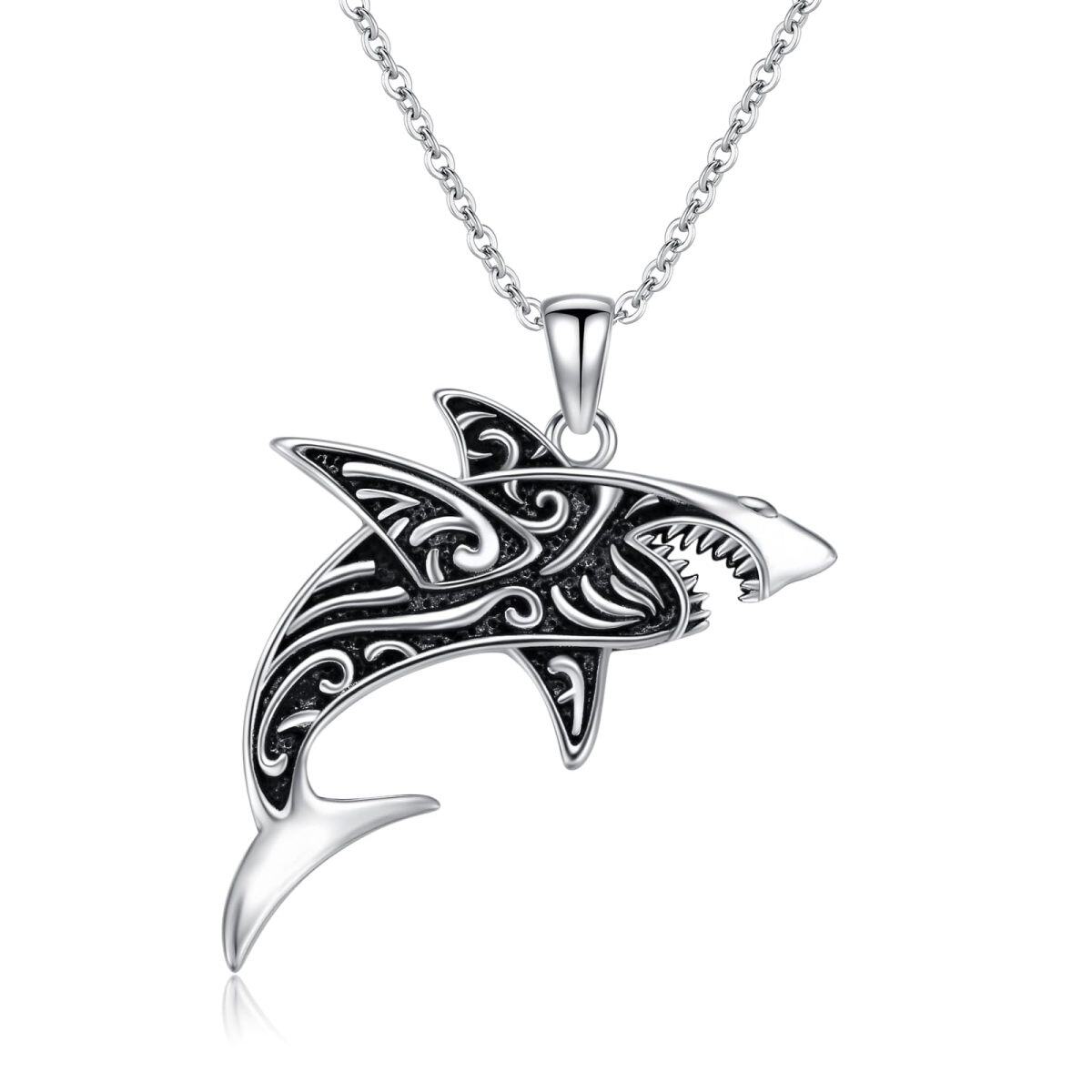 Shark Necklace Sterling Silver Shark Pendant Necklace Shark Jewelry Gifts for Women Men-1