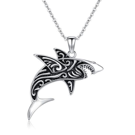 Shark Necklace Sterling Silver Shark Pendant Necklace Shark Jewelry Gifts for Women Men