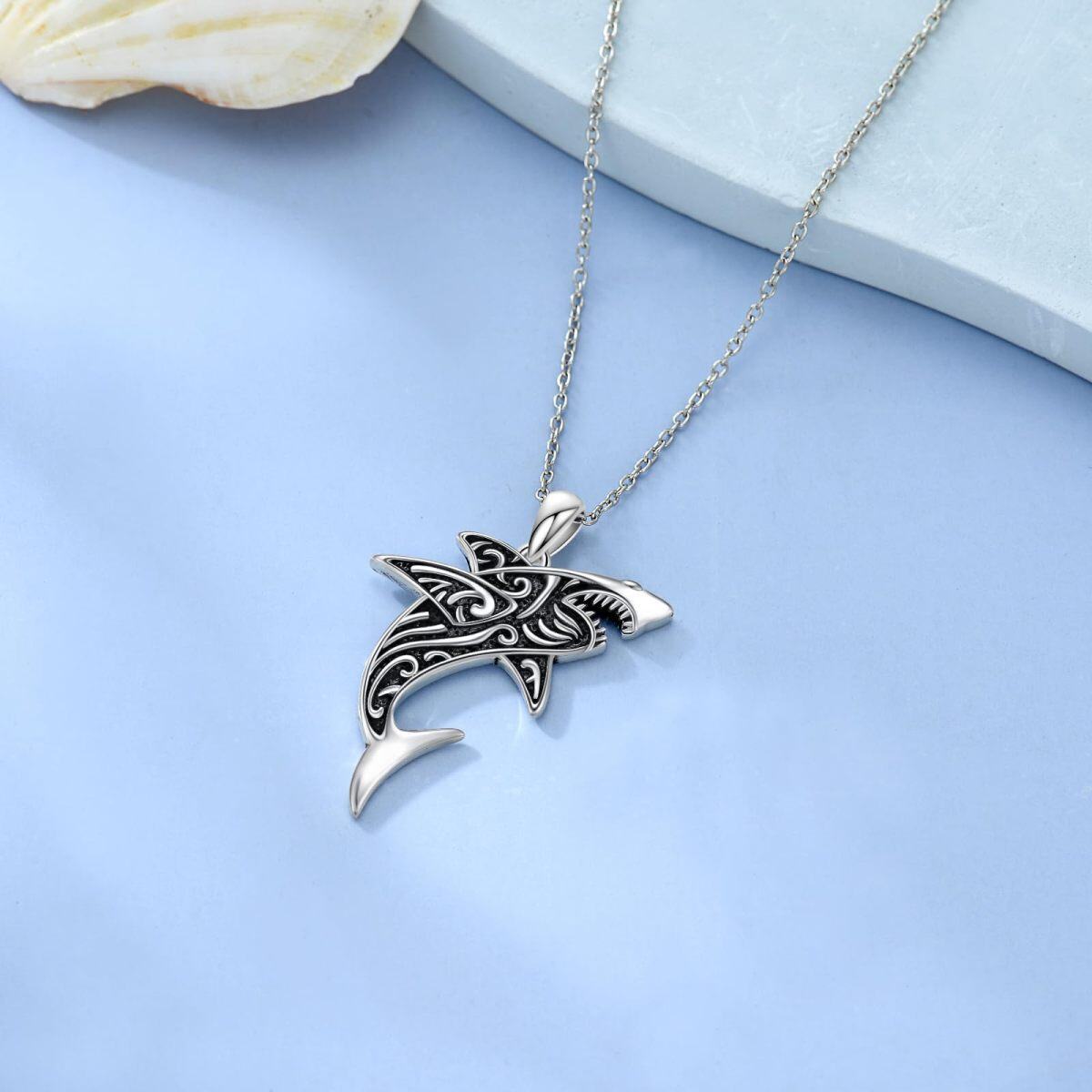 Collier avec pendentif en forme de requin en argent sterling, bijoux en forme de requin, cadeaux pour femmes et hommes-4