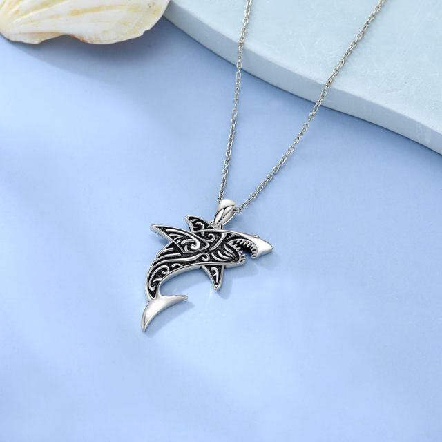 Shark Necklace Sterling Silver Shark Pendant Necklace Shark Jewelry Gifts for Women Men-4