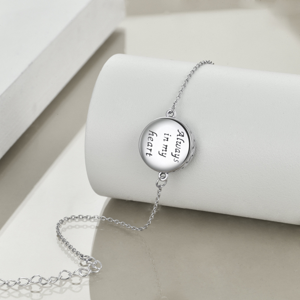 925 Silver Tree Of Life Urn Memorial Bracelet-2