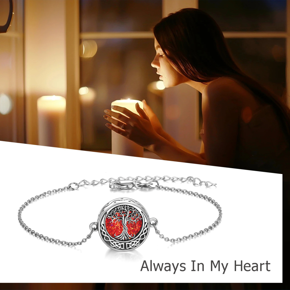 925 Silver Tree Of Life Urn Memorial Bracelet-5