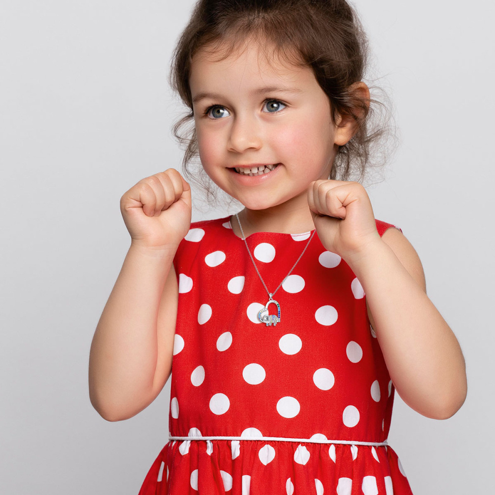 Collar de plata de ley con forma de corazón de perezoso y circonita cúbica de colores para mujeres y niños-2