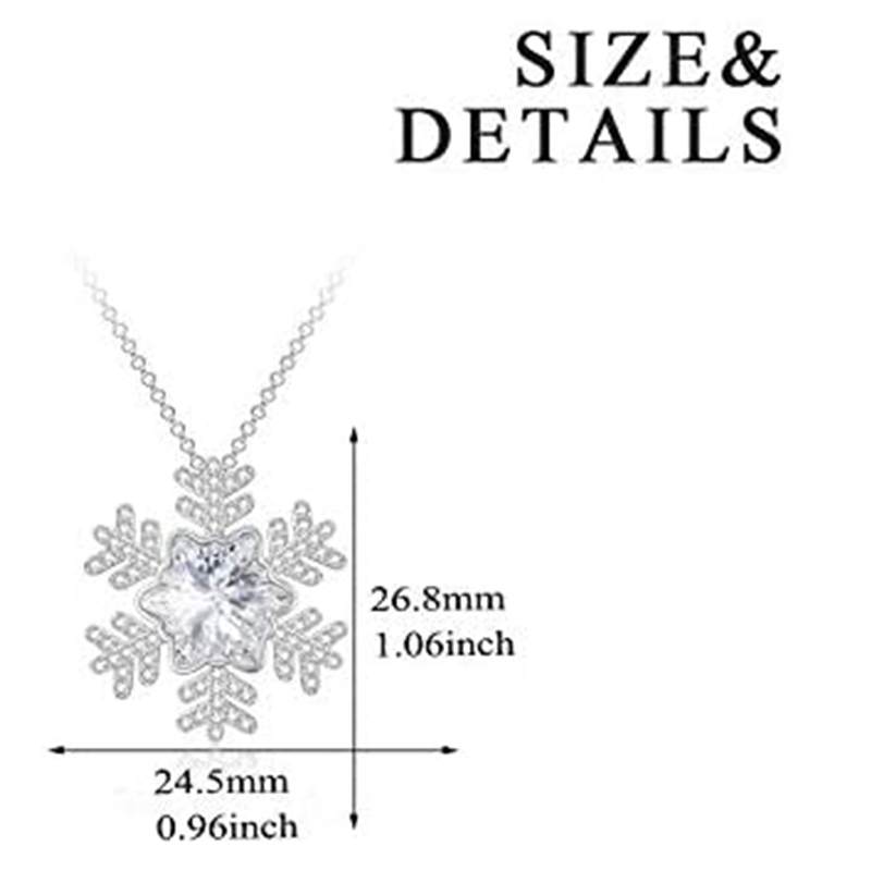 Sterling Silver Cubic Zirconia Snowflake Necklace for Women-4