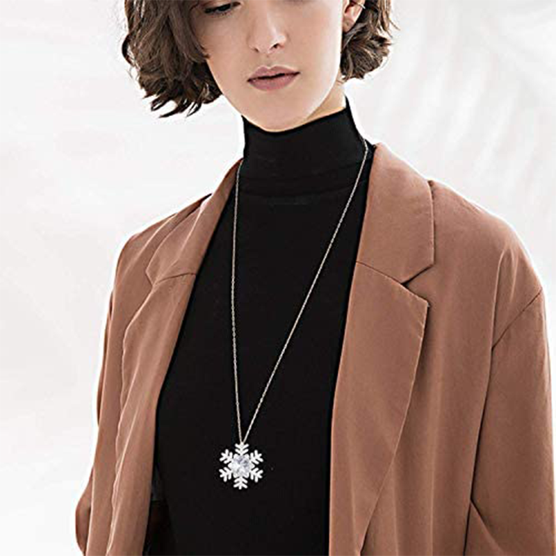 Collana con fiocco di neve in argento sterling e zirconi cubici per donna-2