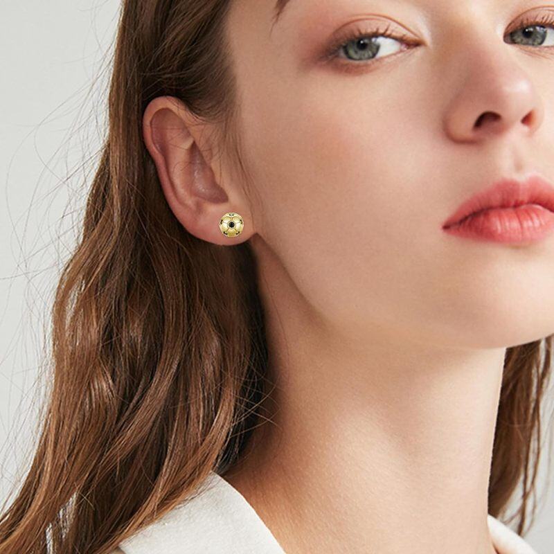 Boucles d'oreilles à tige en argent sterling avec zircone cubique plaquée or jaune-2