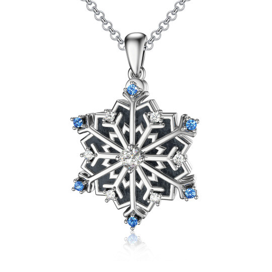 14K White Gold Moissanite & Snowflake Personalized Photo Locket Necklace