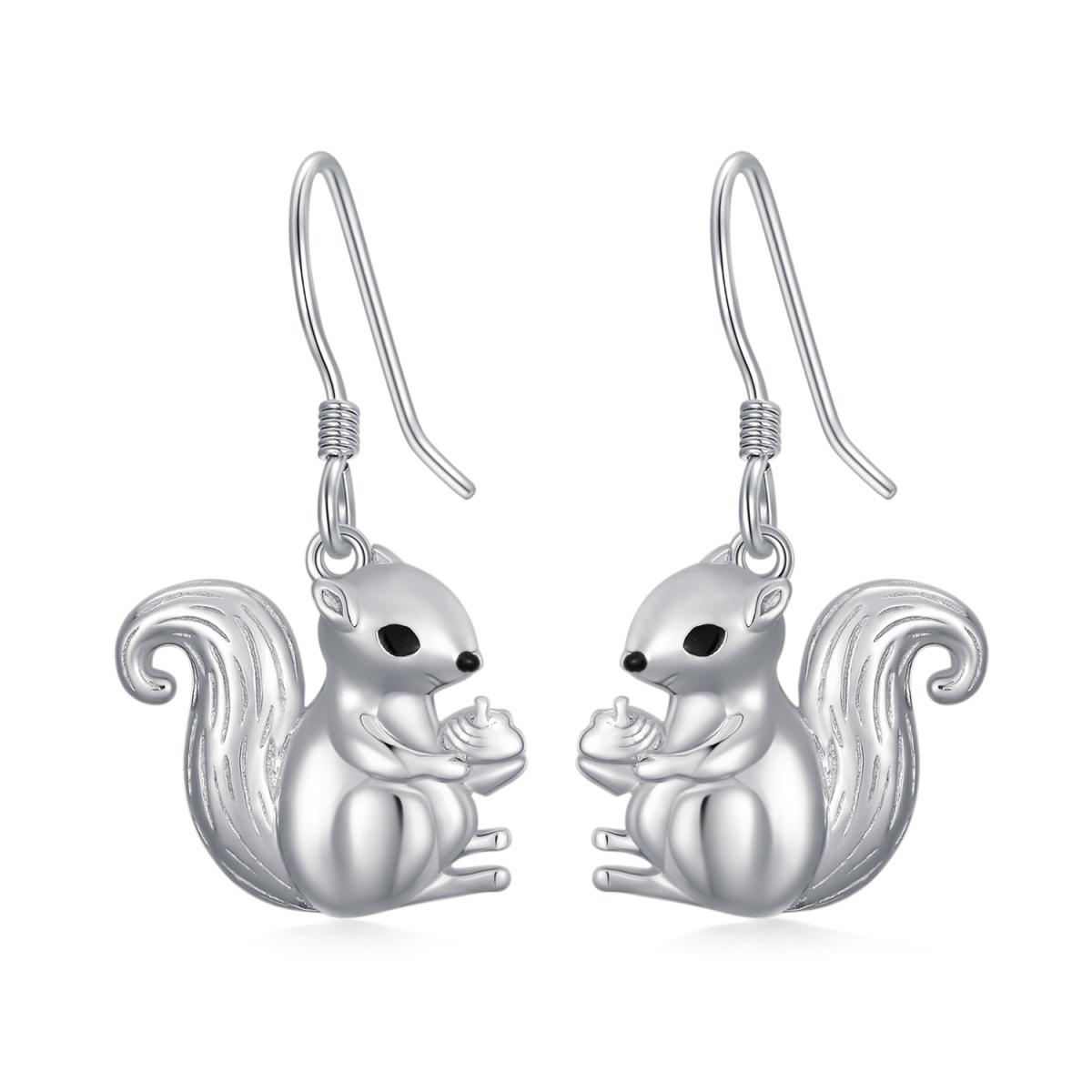 Sterling Silver Squirrel Drop Earrings-1