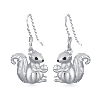 Sterling Silver Squirrel Drop Earrings-2