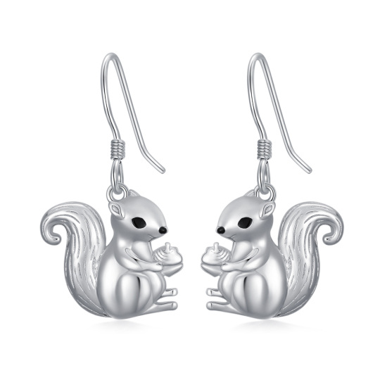 Boucles d'oreilles pendantes en argent sterling en forme d'écureuil