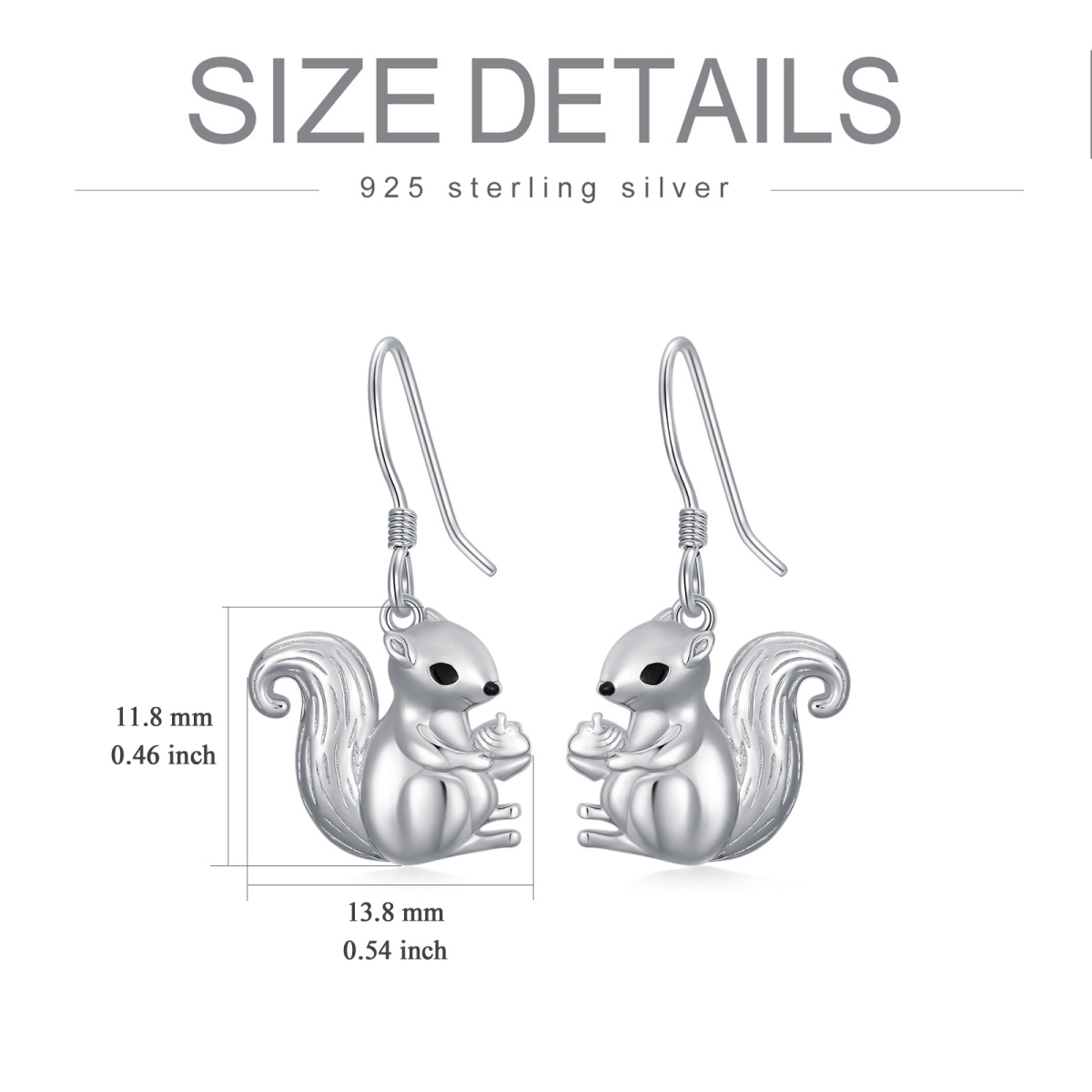 Sterling Silver Squirrel Drop Earrings-5