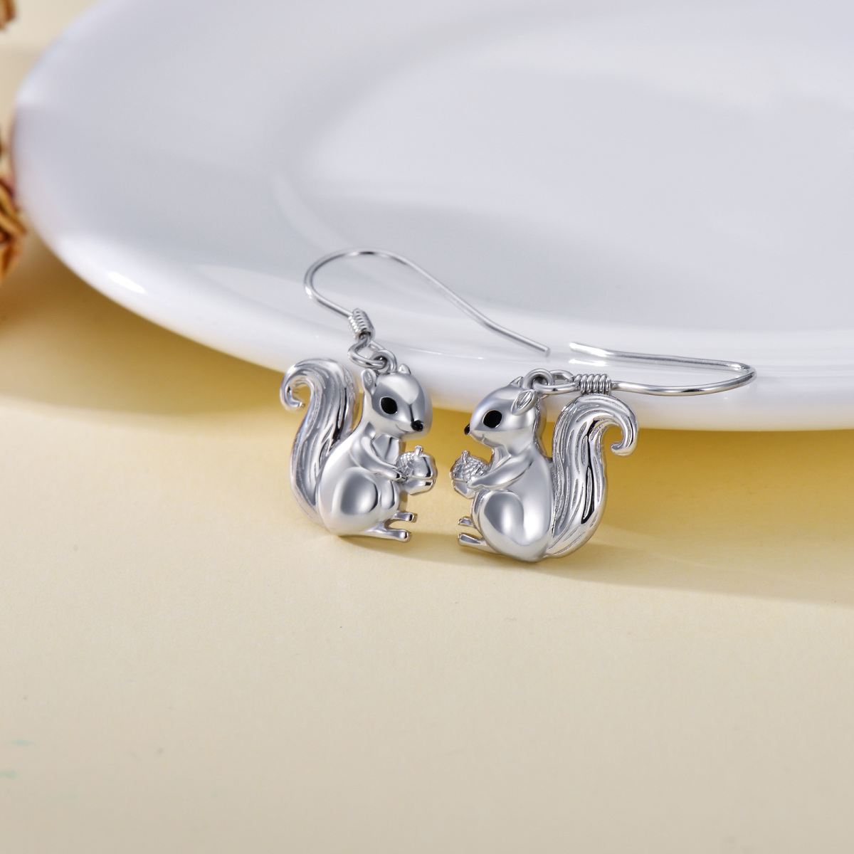 Sterling Silver Squirrel Drop Earrings-4