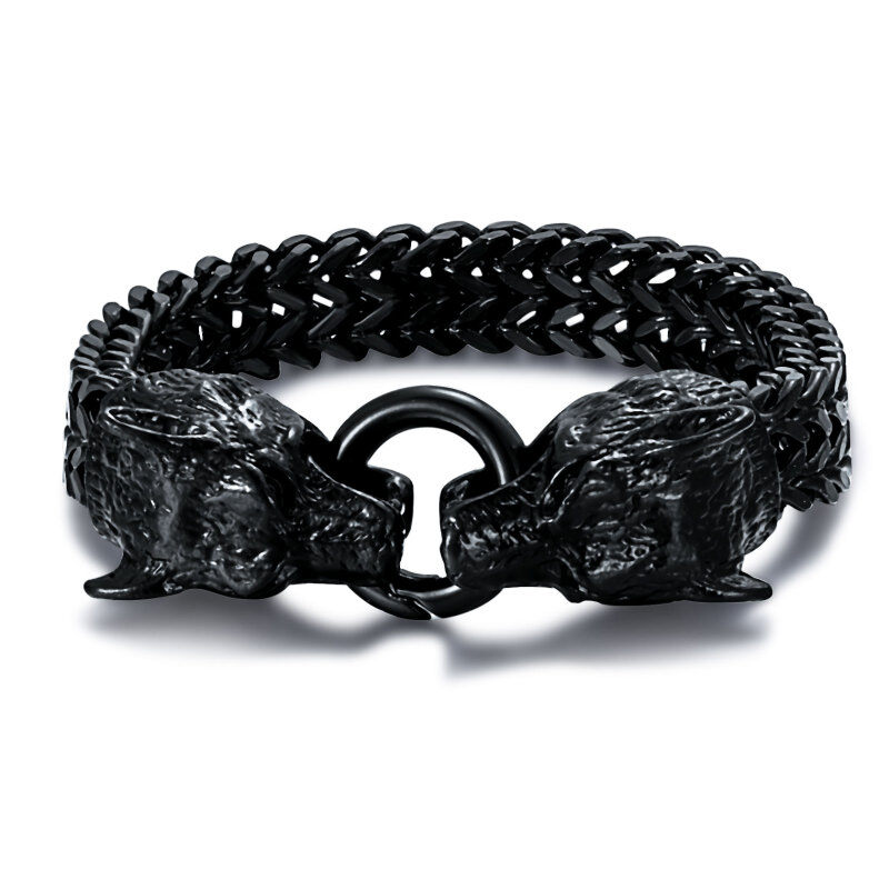 Stainless Steel with Black Color Plated Dragon Chain Bracelet for Men