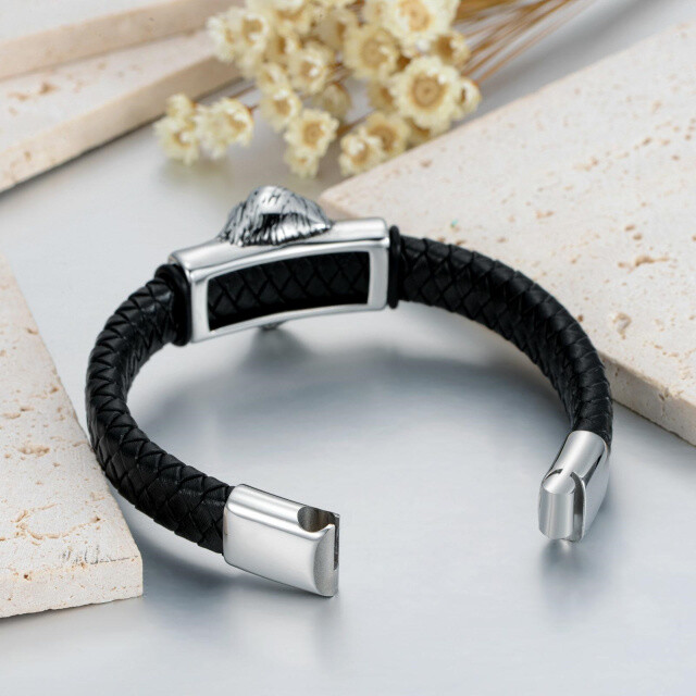 Bracelet en acier inoxydable avec chaîne de lion plaqué argent rétro pour hommes-4