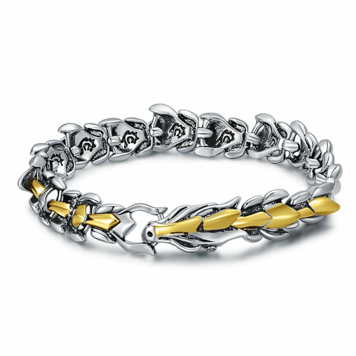 Stainless Steel Two-tone Dragon Chain Bracelet for Men