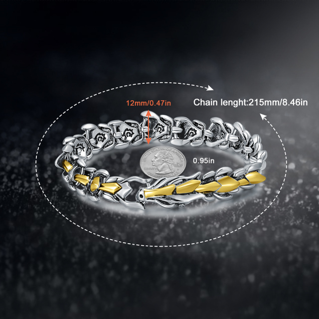 Bracciale a catena con drago bicolore in acciaio inossidabile per uomo-5