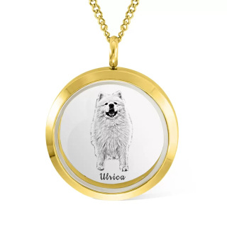 Stainless Steel With Yellow Gold Plated Cat Costom Engraving Personalized Photo Locket Necklace For Women-2