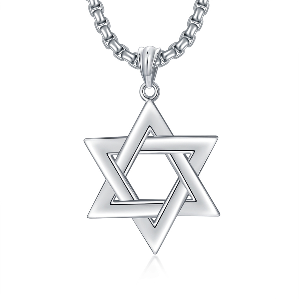 Collana con ciondolo a forma di stella di David in argento sterling per uomo-1
