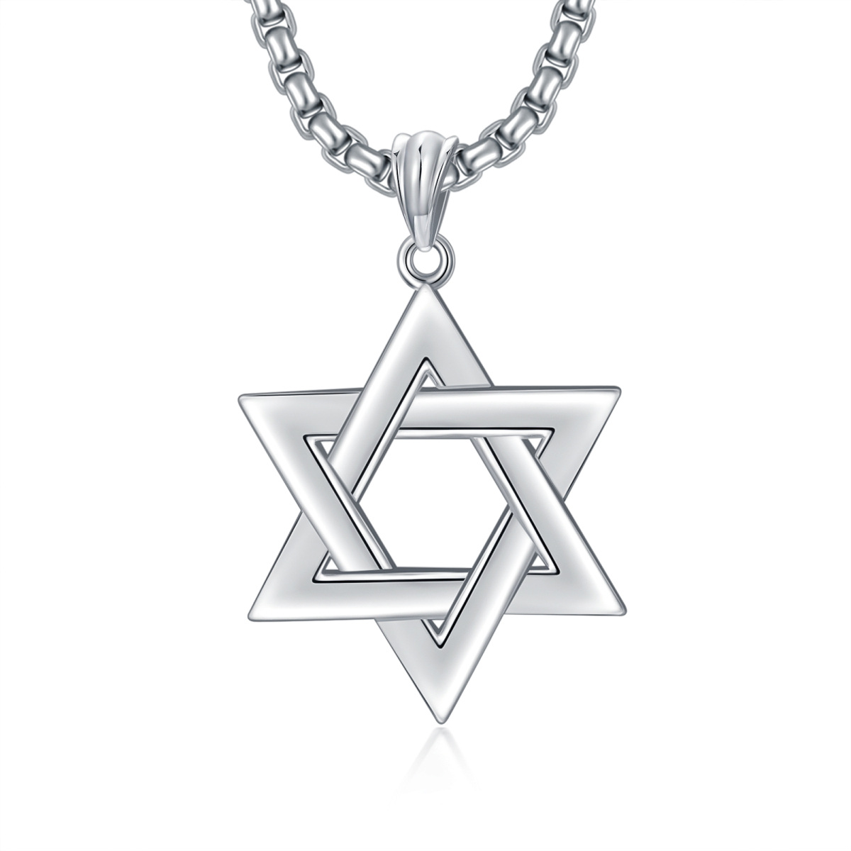 Sterling Silver Star Of David Pendant Necklace for Men-1