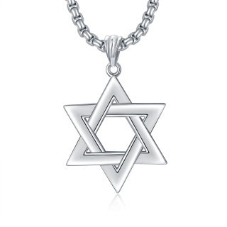 Sterling Silver Star Of David Pendant Necklace for Men-22