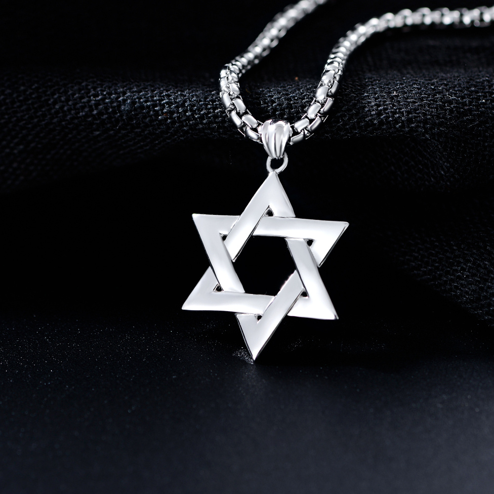 Collana con ciondolo a forma di stella di David in argento sterling per uomo-4