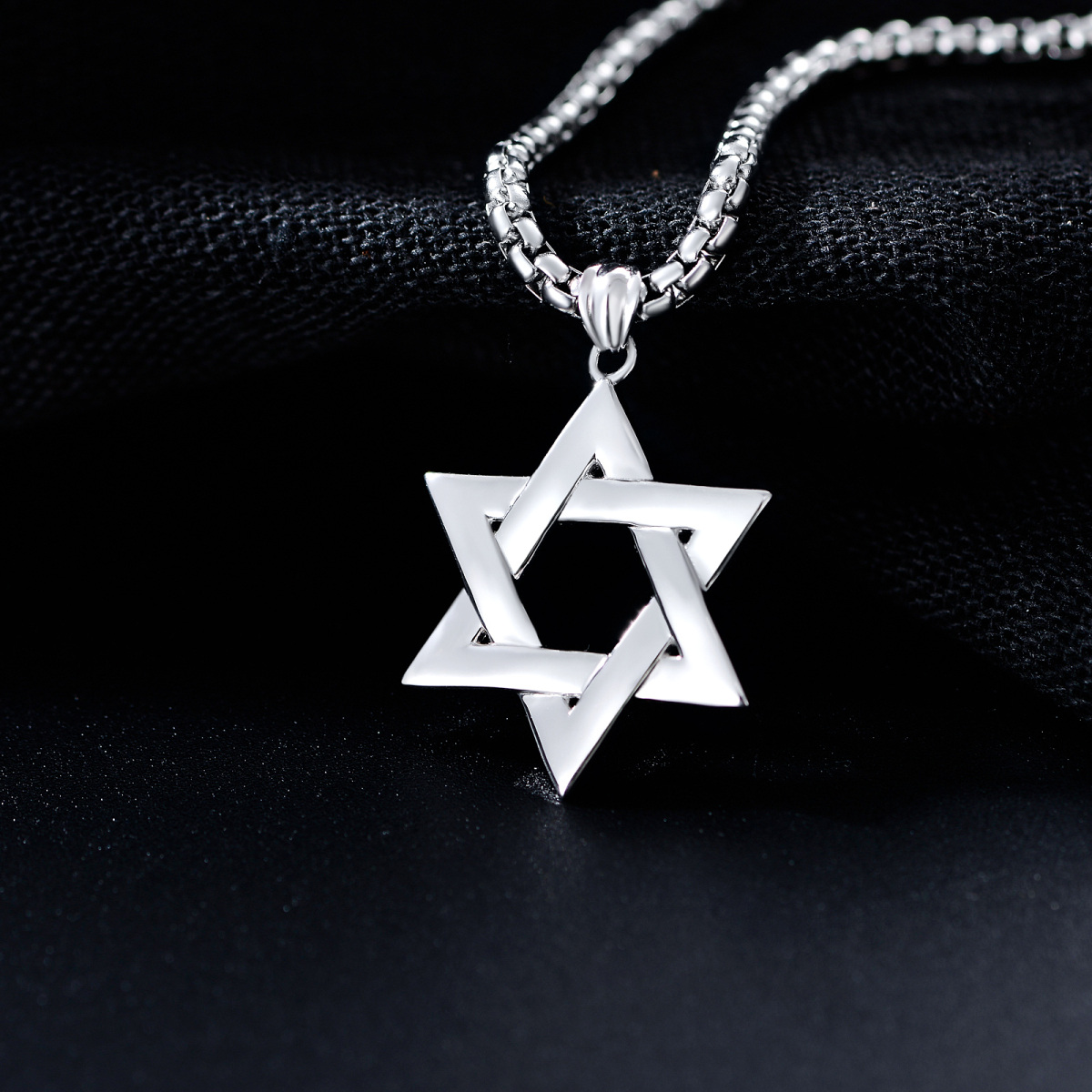 Sterling Silver Star Of David Pendant Necklace for Men-4