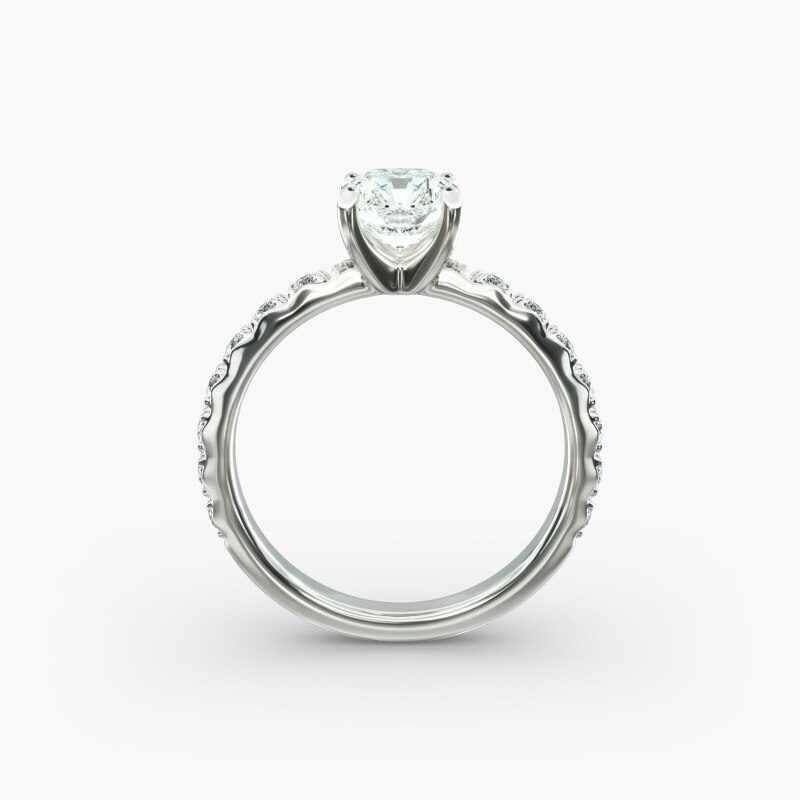 Anillo de compromiso Starlight de oro blanco de 10 quilates con diamantes de laboratorio pavé-6