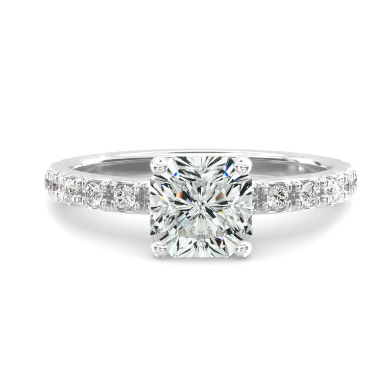 Anillo de compromiso Starlight de oro blanco de 10 quilates con diamantes de laboratorio pavé-1