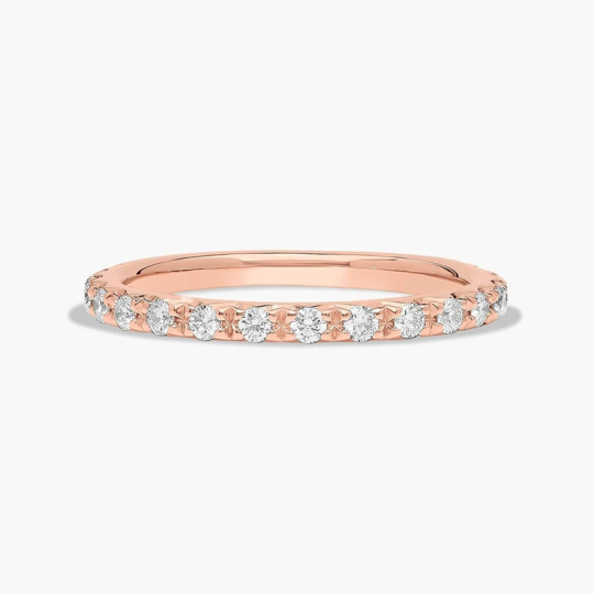 Anello nuziale personalizzato Starlight in oro rosa 10K con diamanti da laboratorio, 1,6 mm