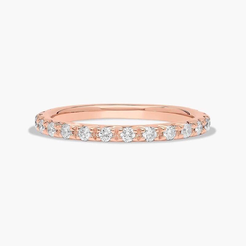 Anillo de boda personalizado Starlight de oro rosa de 10 quilates con diamantes de laboratorio, 1,6 mm-1