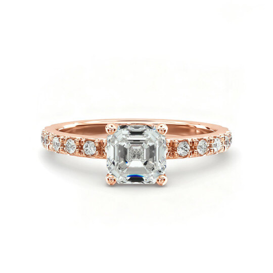 Starlight 10K Rose Gold Pavé Lab Diamond Engagement Ring