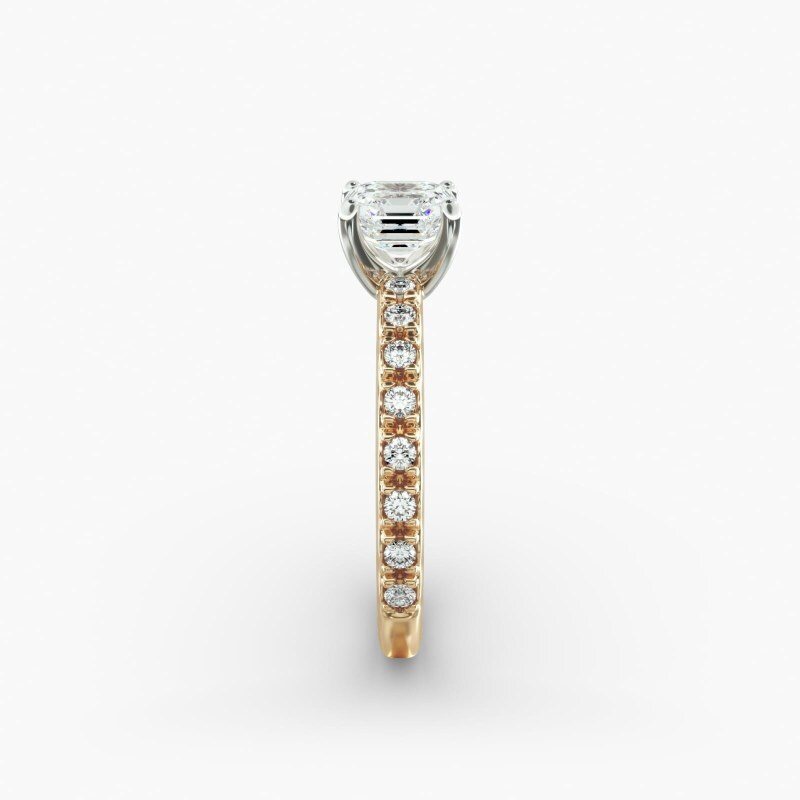 Bague de fiançailles Starlight en or jaune 10 carats sertie de diamants de laboratoire pavés-5
