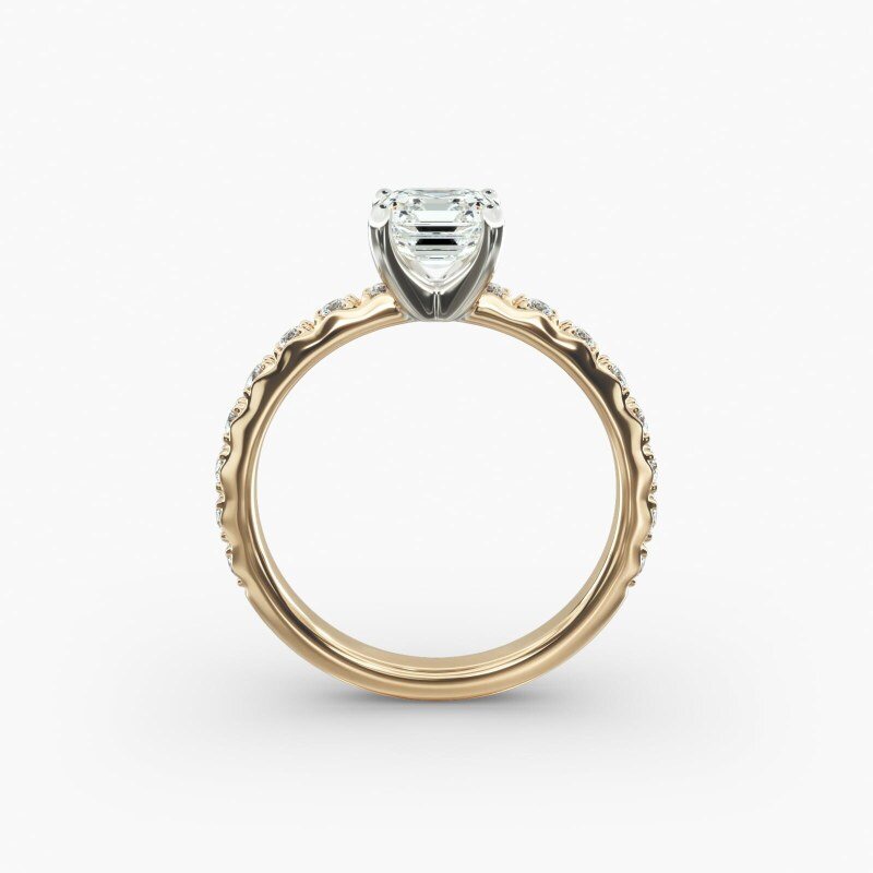 Bague de fiançailles Starlight en or jaune 10 carats sertie de diamants de laboratoire pavés-6
