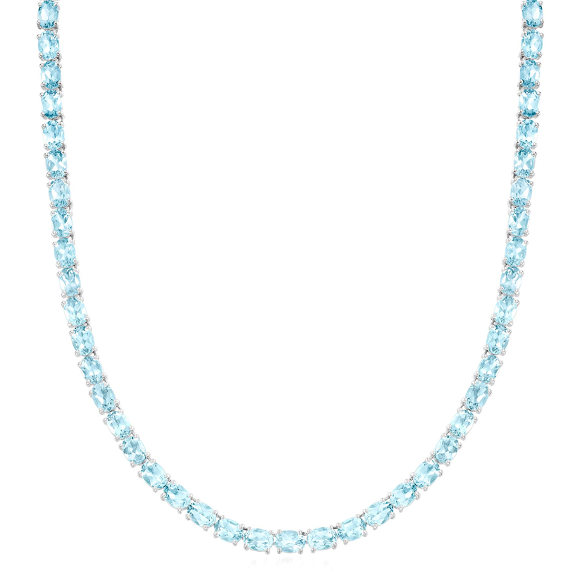 Sterling Silver 45.00CT Topaz Tennis Chain Necklace-1