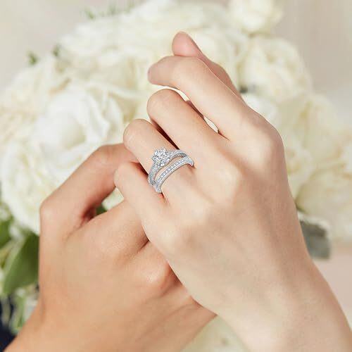 Sterling Silver Lab Created Diamond & Moissanite Custom Wedding Ring 3EX IGI Certified-4