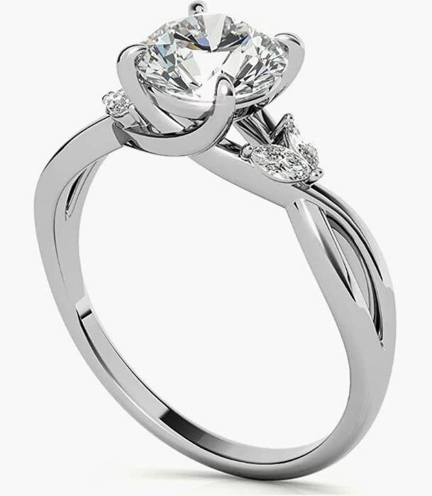 Sterling Silver 1CT Circular Shaped Moissanite Engagement Ring-4