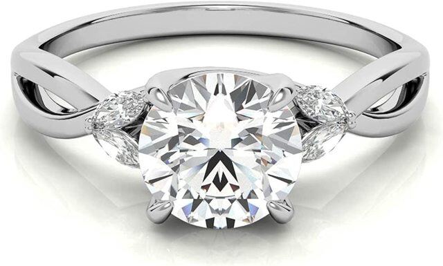 Sterling Silver 1CT Circular Shaped Moissanite Engagement Ring-5