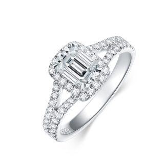 Sterling Silver 1CT Emerald Cut Moissanite Square Engagement Ring-12