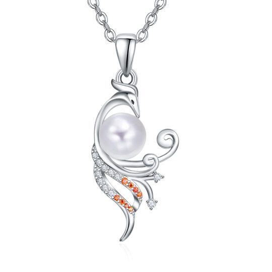 Collana con filo di perle da 18 pollici e 2 pollici in argento sterling