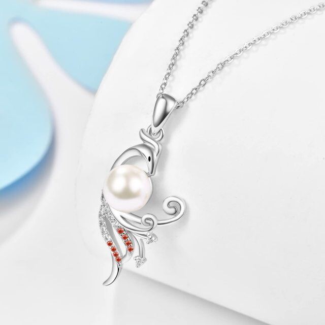 Collana con filo di perle da 18 pollici e 2 pollici in argento sterling-4