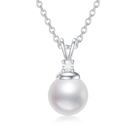 Collana con fili di perle rotonde in argento sterling da 18''+2'' pollici di estensione