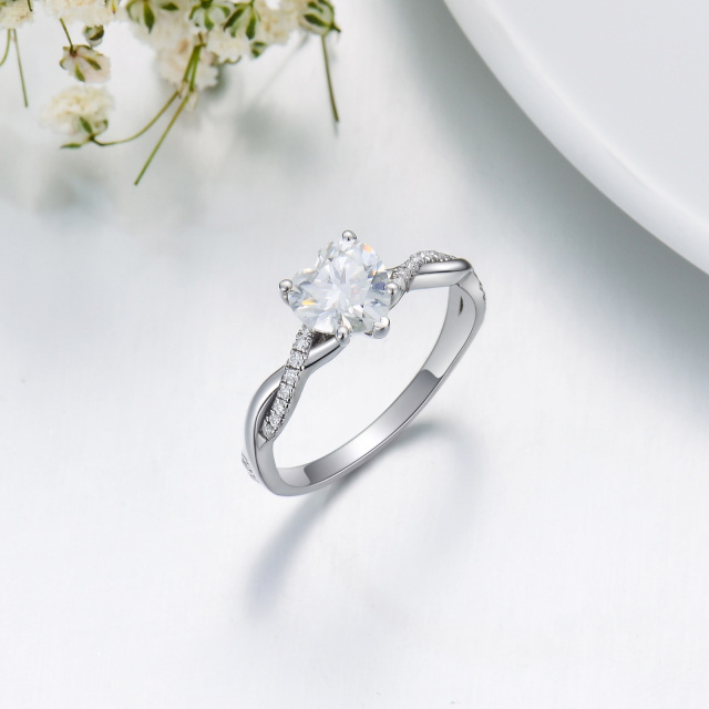 Sterling Silver 1.2CT Heart Moissanite Infinity Symbol Engagement Ring-4