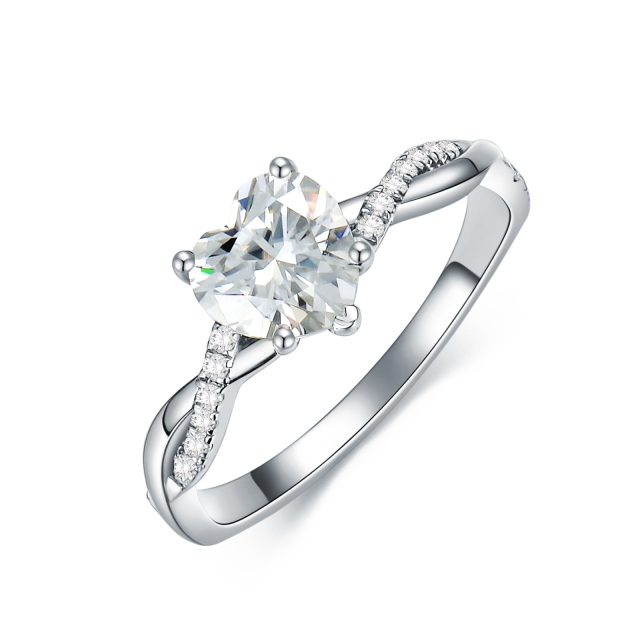 Anello di fidanzamento con simbolo dell'infinito in moissanite a cuore in argento sterling da 1,2 ct-1